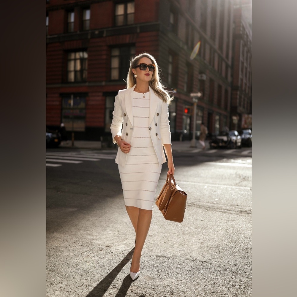 NWT $698 Veronica Beard Gaya Linen Blend Dickey Jacket In White - Picture 2 of 7